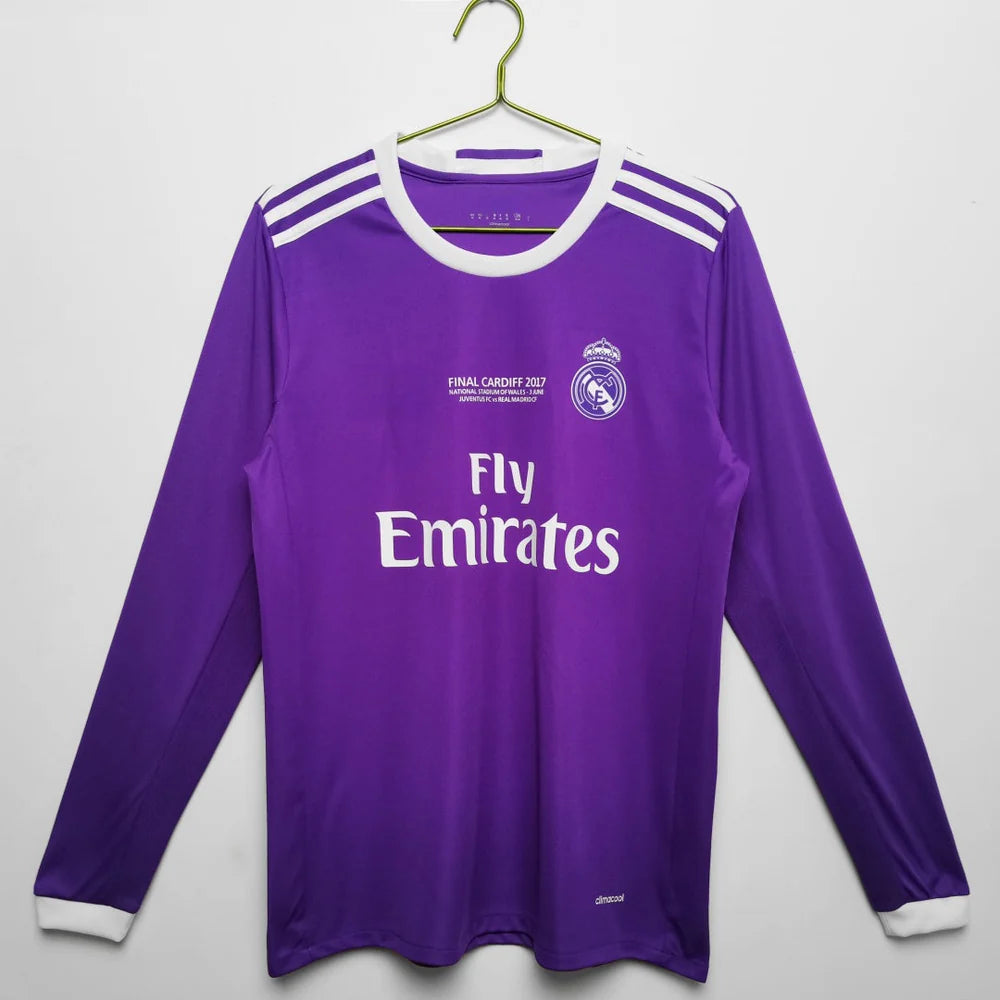 2016-2017 MAILLOT RETRO REAL MADRID EXTÉRIEUR MANCHES LONGUES