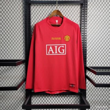 MANCHESTER UNITED MAILLOT DOMICILE RÉTRO MANCHES LONGUES 2007 2008